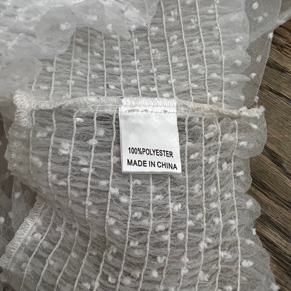 EUC [Princess Polly] Ivory Long Sleeve + Sheer Blouse | Cream Polka Dot Top | 8 - Picture 8 of 11